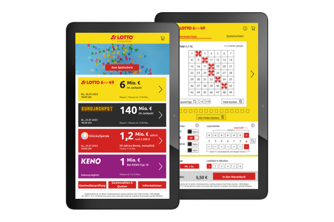Lotterie-Apps von mobivention für den Einzelhandel zur Erstellung von Lottoscheinen auf Tablets