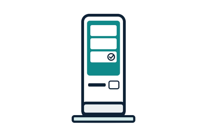 Illustration of a self-service terminal for digital customer services by mobivention
