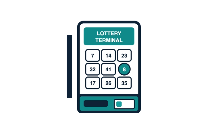 Illustration of a lottery terminal for digital lottery ticket selection by mobivention